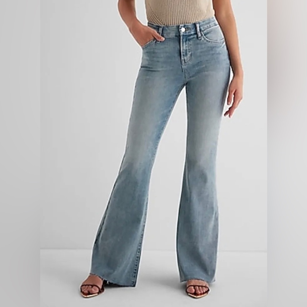 EXPRESS bell flare mid rise jeans